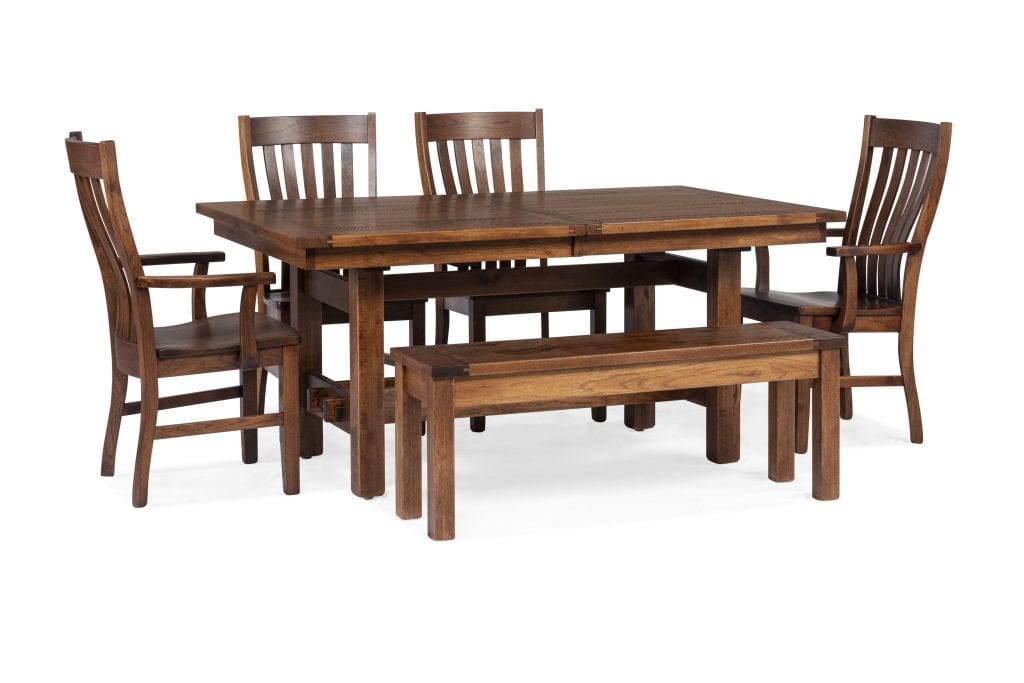 Amish Built Custom Furniture In Houston, Oregon Pine Dining Room Table And Chairs Set Of 4 Preço