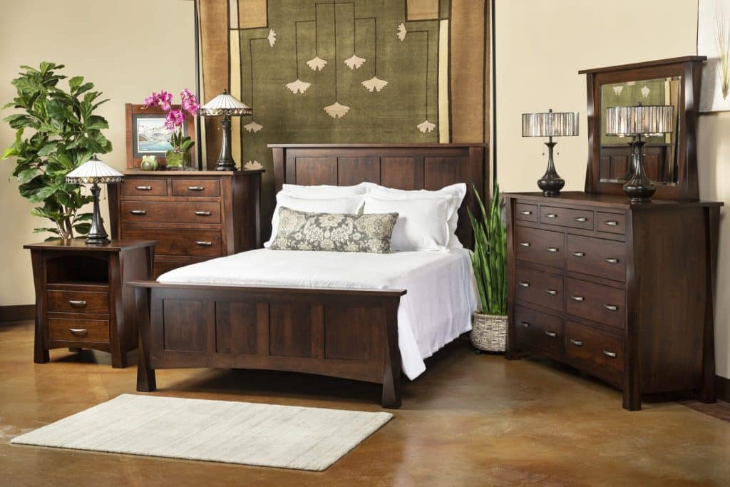 Modern style cherry bedroom set.