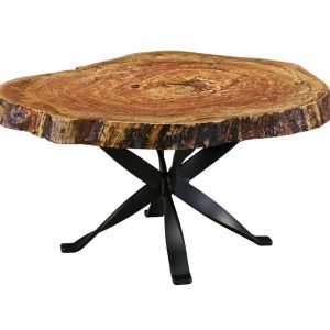 E30 Spalted Sycamore Coffee Table with Railroad Pedestal Base