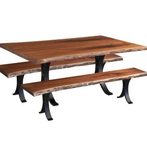 E30 Walnut Bookmatch Dining Table & Bench