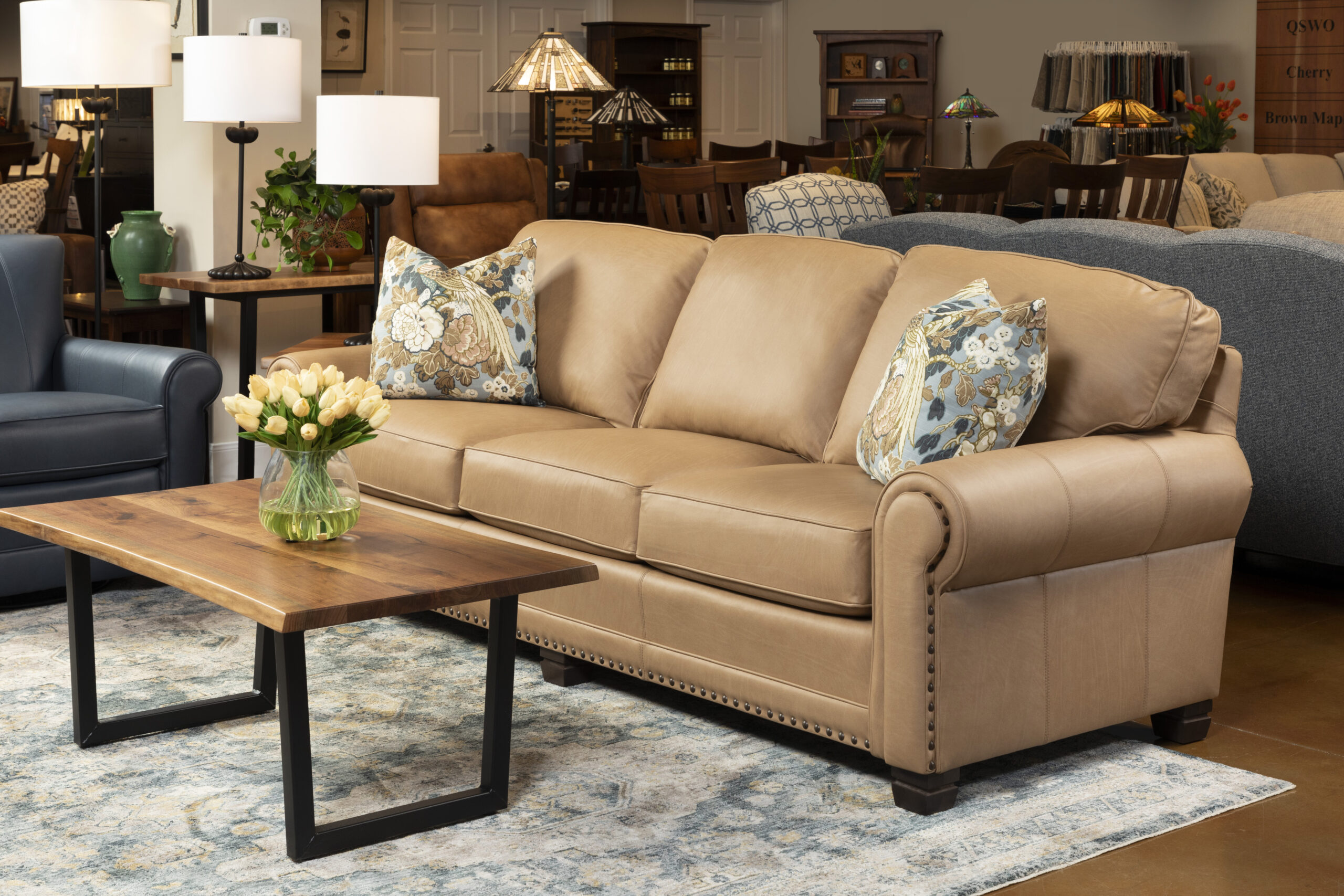 Smith Brothers 393 Leather Sofa