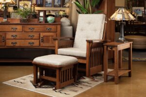 Mission Style Glider and Ottoman with Slats
