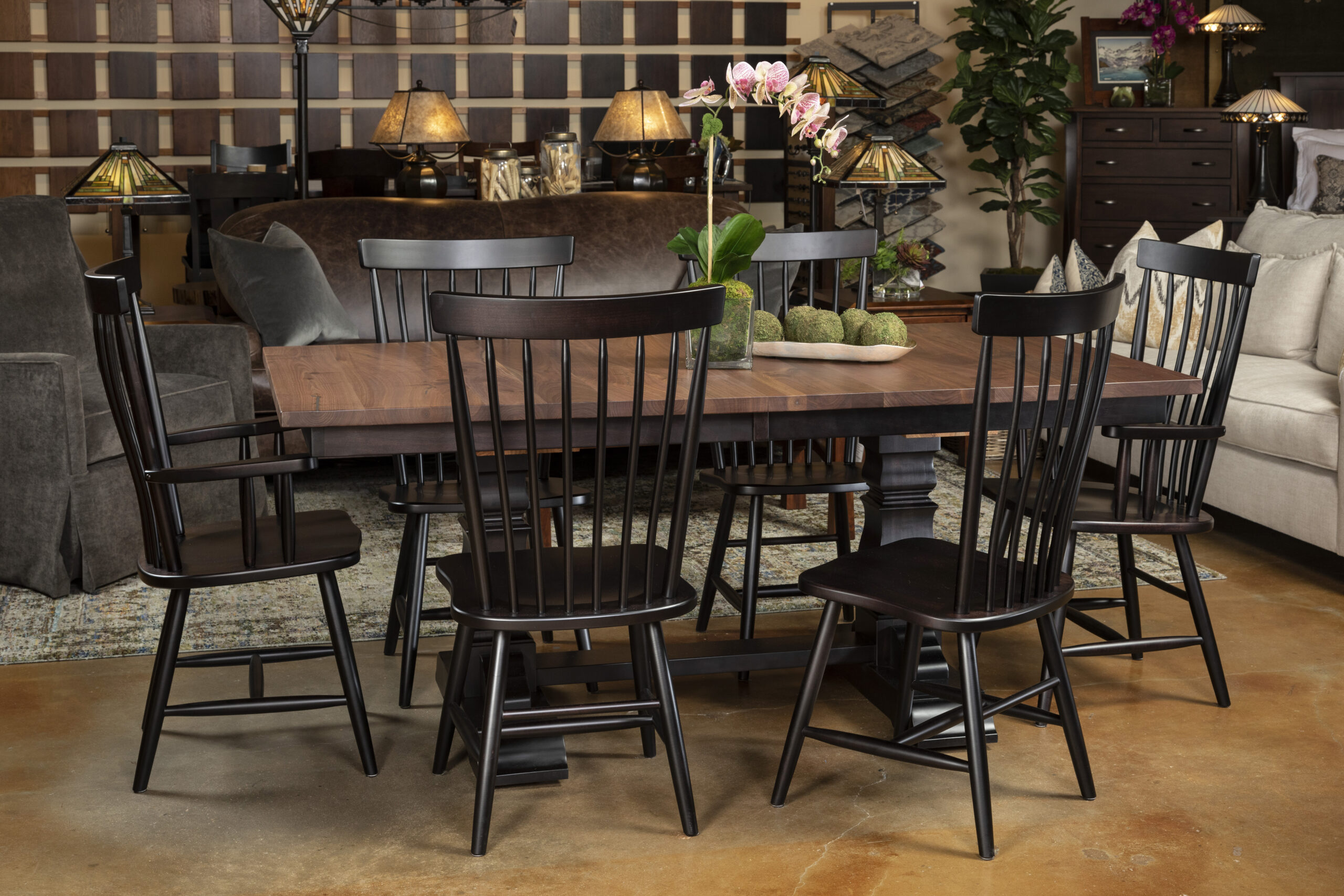 2 Tone Dining Set with Black Shaker Style Chairs