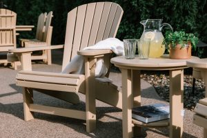 outdoor furniture, Adirondack chair and side table