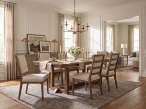 transitional solid wood dining set