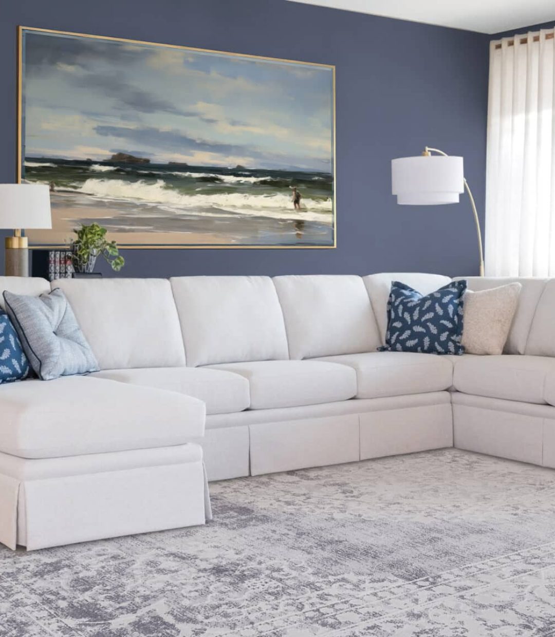 White Fabric Sectional