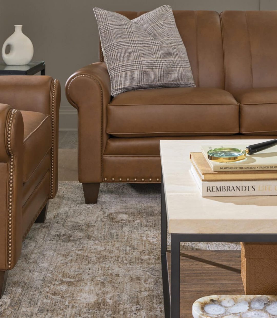 Leather Sofa and Chair