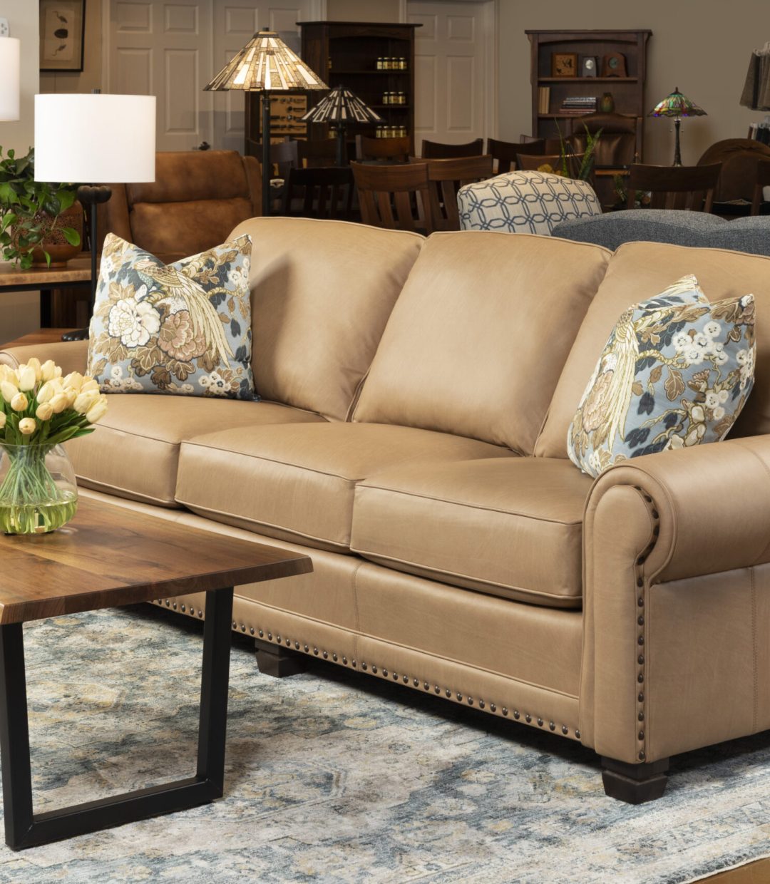 Smith Brothers 393 Leather Sofa