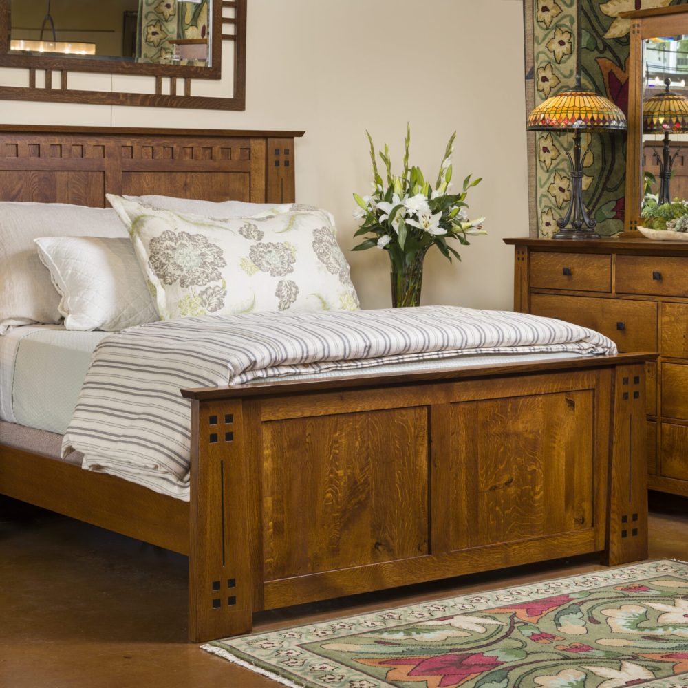 Arts and Crafts Style Bedroom Set with Decorative Inlays