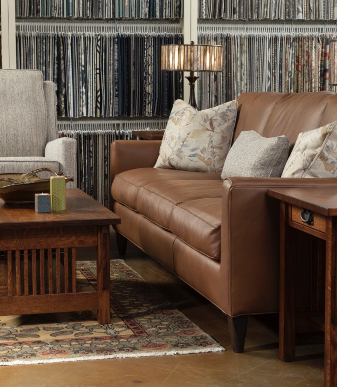 Smith Brothers Sofa + Chair + Mission Grove Occasional Tables
