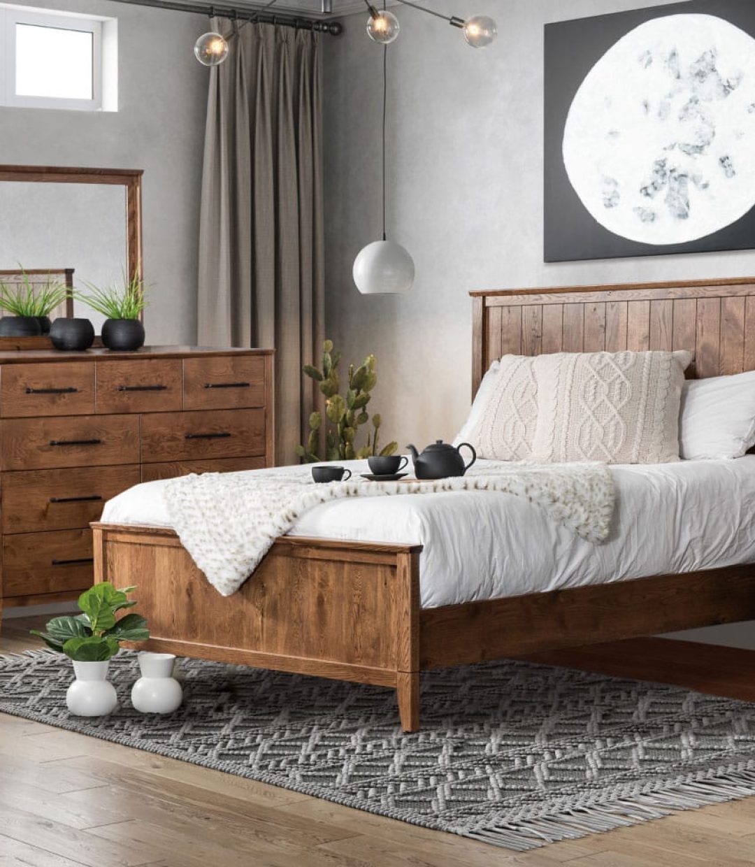 bedroom with wood furniture