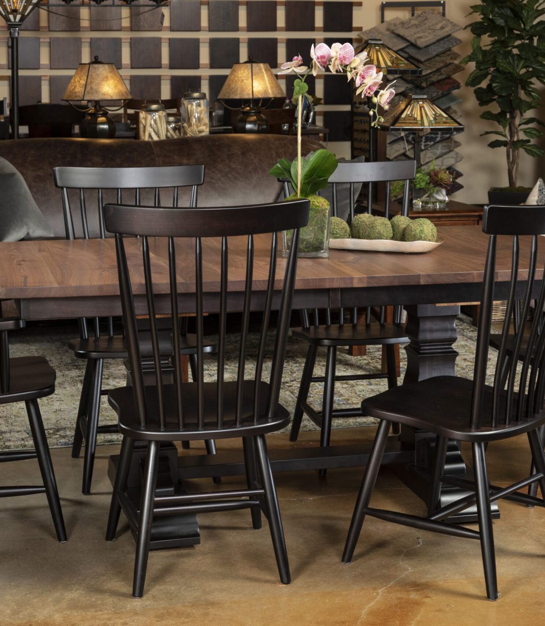 2 Tone Dining Set with Black Shaker Style Chairs